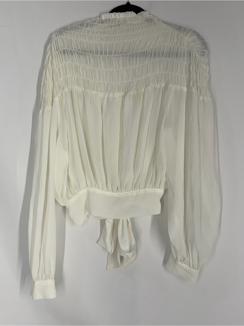 DO+BE Ivory Smocked Chiffon Tie-Back Blouse